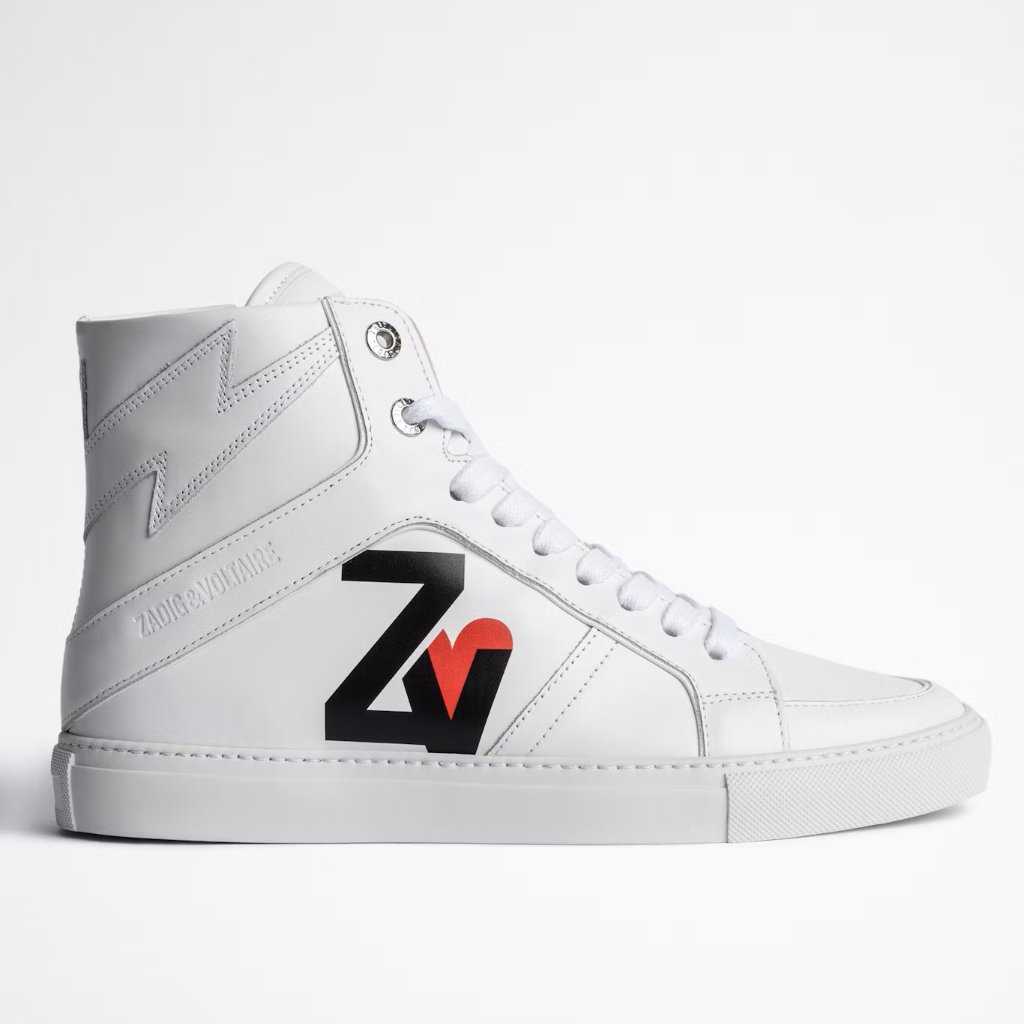 Nib Zadig & Voltaire Women's Zv1747 High Flash Sneakers White Size Eu 38,39,40